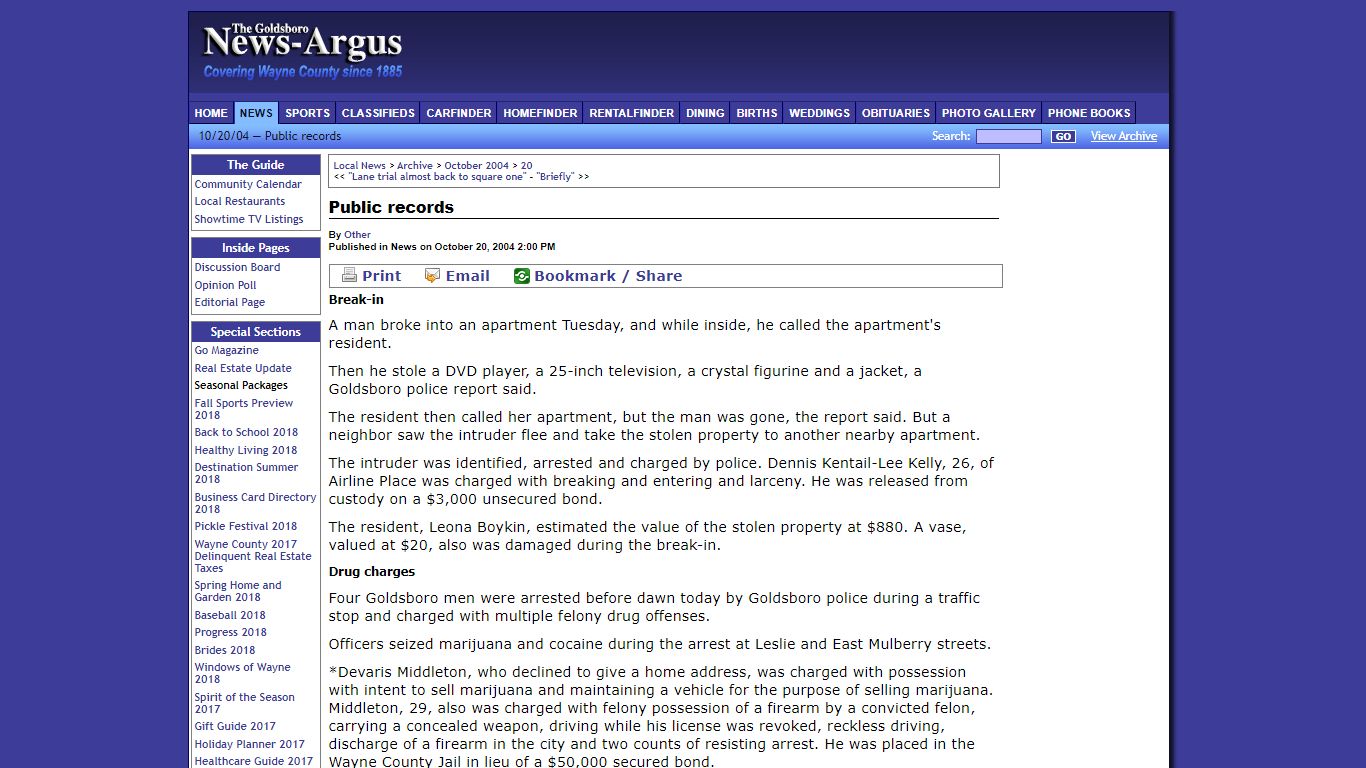 Goldsboro News-Argus | News: Public records